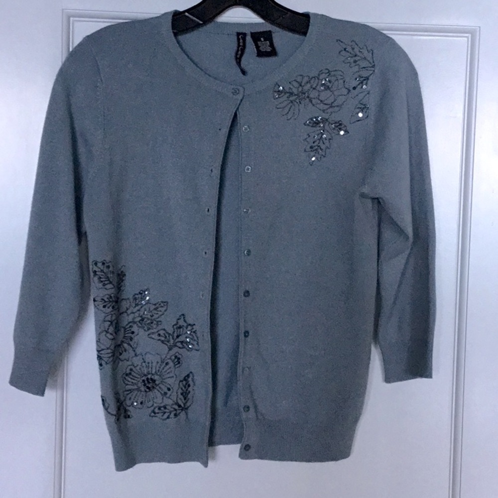 Stunning blue/ grey embellished cardigan.